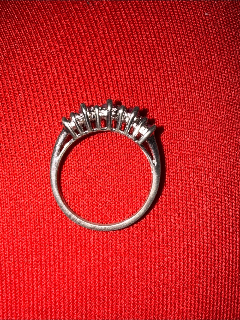 Vintage Sterling Silver Ruby and CZ White Gemstone Stackable Ring sz 8 - Picture 2 of 10